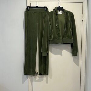 Juicy Couture Forest Green Velour Jogger Set